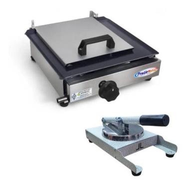 Imagem de Chapa Chapeira De Lanche Porções Hot Dog C/ Prensa Coletor de Gordura 