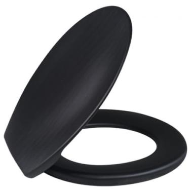 Imagem de Assento Sanitário Econômico Universal Oval | Assento Sanitário Básico Injetado | Tampa de Vaso Sanitário Convencional(PRETO (SOPRADO))