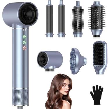 Imagem de Secador De Cabelo Profissional,Aparelho 8 em 1 Com,Modelador de Cabelo,Escova de ar Quente, Secador de Cabelo Com Difusor, Modelador de Cachos e Secador Iônico Para Secagem e Ondulação Rápidas.