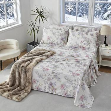 Imagem de FADFAY Jogo de cama King Size 100% algodão, macio e respirável, floral reversível, conforto para todas as estações