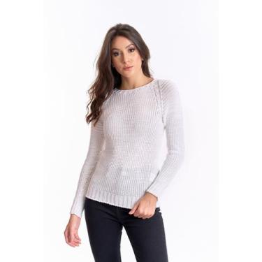 Imagem de Blusa feminina tricot inverno- 1165 mimo malhas, Branco, M