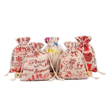 Imagem de Conjunto de sacolas de presente de algodão de Natal, 30 unidades, 10 x