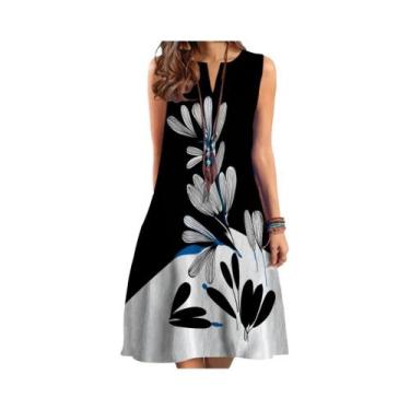 Imagem de Vestido Feminino Sem Mangas Com Decote Em V Estampado 2024 Estilo Euro