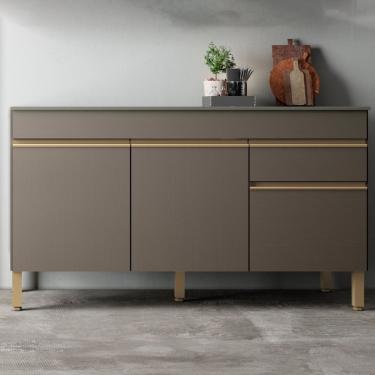 Imagem de Balcão Para Cozinha 3 Portas 1 Gaveta 150cm Line Kits Paraná Gris