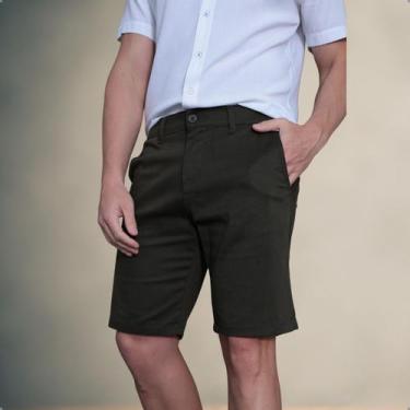 Imagem de Bermuda Alfaiataria Sarja Masculino Social Slim Com Elastano - Dixon J