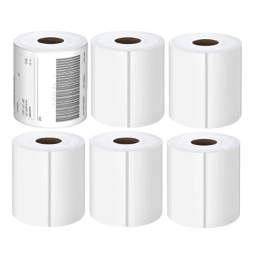 Imagem de Etiquetas térmicas 4 x 6 rolos - 1500 etiquetas, 6 rolos de etiquetas industriais etiqueta de envio térmico perfurado direto para impressora térmica Rollo, Zebra, MUNBYN e Polono (não para DYMO)