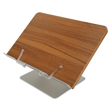 Imagem de Suporte para livro em rack de leitura Suporte para tablet ajustável e dobrável em liga de alumínio de grãos profundos para estudantes e adultos com ajuste de altura em vários