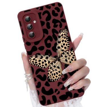 Imagem de CASBST Capa para celular Samsung Galaxy A54 5G, design de estampa de flores da moda, capa de silicone líquido, fina, à prova de choque e resistente a arranhões para Samsung A54 - borboleta leopardo