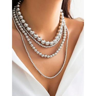 Imagem de Colar de pérolas com detalhes metálicos conjunto de joias em tons dourados e pretos joias presentes de amizade, Medium, Latão, Sem Pedra Preciosa