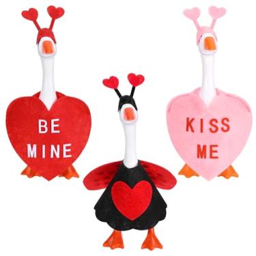 Imagem de JcHrmers 3 Sets Valentine's Day Desk Goose Outfit 7 inch Mini Goose Ladybug Red and Pink Heart Clothes for Magnetic Desk Goose Statue Decor