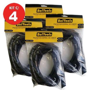 Imagem de Kit 4 Protetor Cabos Espiral 20mm X 2 Metros Preto Beltools