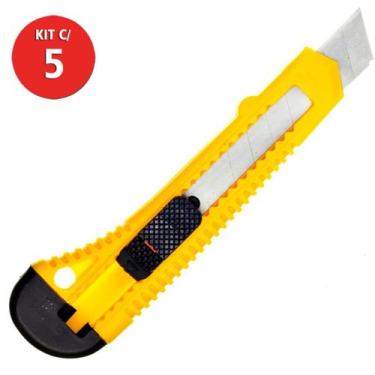 Imagem de Kit 5 Estilete Plástico 18mm Largo Beltools