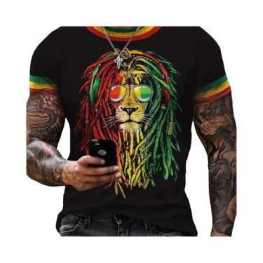 Imagem de Camiseta Masculina De Verão Com Estampa Gráfica 3D De Leão E Coroa, Ma