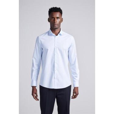 Imagem de Camisa Social Algodão Egípcio Slim Fit - Azul Claro - HIGHSTIL, Azul, 