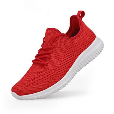 Imagem de Flysocks Tênis de corrida feminino sem cadarço para caminhada, antiderrapante, leve, respirável, de malha, confortável, C - Vermelho, 39