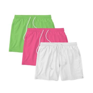 Imagem de Kit 3 Shorts Masculino Liso Básico Bermuda Tactel Água Praia Treino Academia Corrida-Masculino