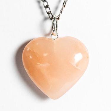 Imagem de Colar Coração Pedra Quartzo Goiaba 23mm Natural Prata 950 - Cristaisde