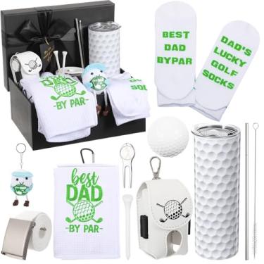 Imagem de Patelai Brancas engraçadas presentes de golfe de Natal acessórios para pai homens amantes de golfistas ideias para ele conjunto de coisas inclui bolas de golfe copo bolsa portátil camisetas metal
