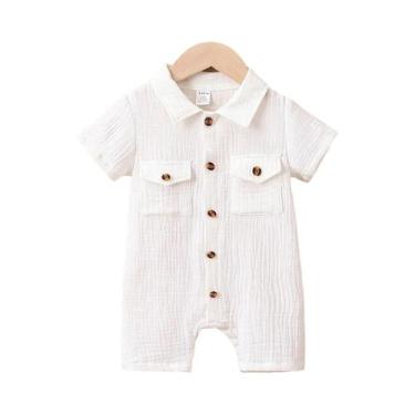 Imagem de Macacão De Algodão Para Bebê Menina Ou Menino, Casual De Verão, Cor Só