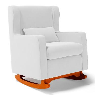 Imagem de Poltrona de Amamentação e Descanso Zoe com Base Balanço Sintético Branco - Desk Design