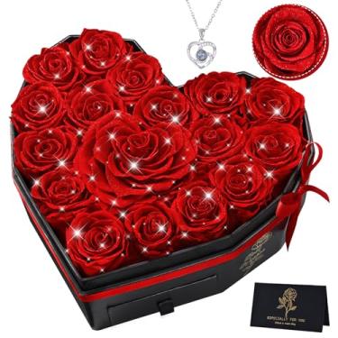 Imagem de MARTINE MALL 17 flores eternas para entrega, presentes para ela rosas reais preservadas em uma caixa, presentes de aniversário de dia dos namorados para mulheres, mãe, namorada, esposa, flores eternas