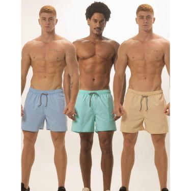 Imagem de Kit 3 Bermudas Masculinas Short Tactel Elastano Academia Praia-Masculino