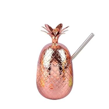 Imagem de Copos de abacaxi de 500 ml, copo de plástico, para coquetéis, canecas de vinho, canecas de cerveja e abacaxi, utensílios de bar (latão)