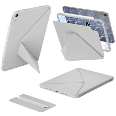 Imagem de KVTVOU Capa para iPad (A16) 11ª/10ª geração (11/10,9 polegadas, 2025/2022), capa traseira magnética potente, moldura removível e suporte para lápis, vários ângulos, despertar/hibernar automático e