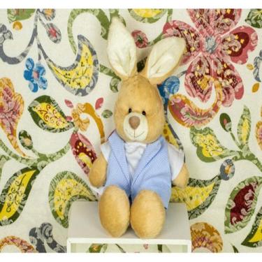 Imagem de Coelho de pelucia nino 18 cm - colete - CKD CONFECCOES, Poá azul com b