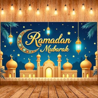 Imagem de Ramadã Festival Islâmico Lua Crescente Lanterna Decoração Cena Mesquita Lua Crescente Ramadã Celebração Lanternas Iluminadas Banner Mesquita Exibição de Cena para Decoração de Casa Festival Cultural