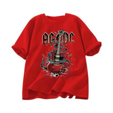 Imagem de Camiseta Unissex De Algodão AC/DC Band Retro Hip Hop Streetwear Haraju