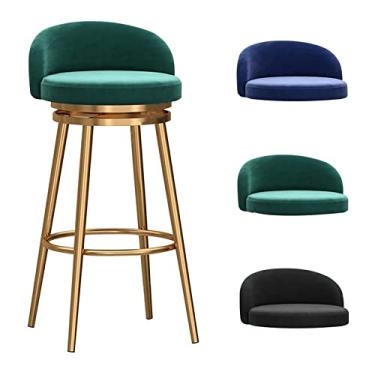 Imagem de KIDYBO Bancos de bar de metal modernos, banquinhos de café da manhã com encosto, cadeira alta para balcão de cozinha, bancos de bar de 66 cm de altura