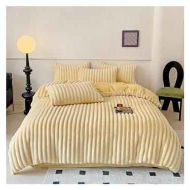 Imagem de Jogo de cama macio e quente de inverno, jogo de cama solteiro, capa de edredom com fronha, roupa de cama (cama amarela de 1,5 m)