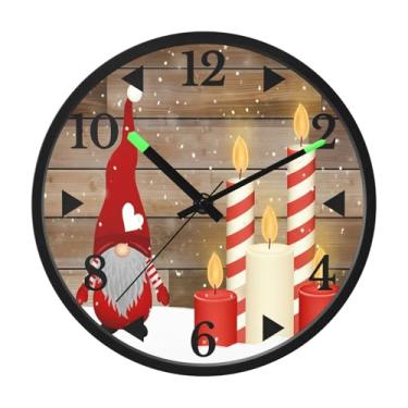 Imagem de STAYTOP Velas de Natal e relógio de parede LED gnomo para quarto com brilho noturno, relógios de parede silenciosos de 30,5 cm para decoração de sala de estar, controle de som, relógio de parede