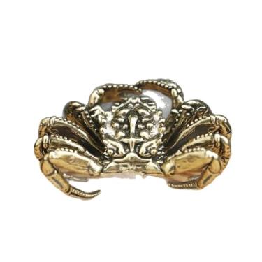 Imagem de Estátua em miniatura de caranguejo da vida marinha de latão, estátua de caranguejo ferradura realista de metal, ornamento de mesa, bonsai para casa, micro paisagem, acessórios de decr