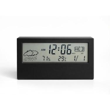 Imagem de Relógio Despertador de Mesa Digital com Display LCD, Temperatura, Umidade e Previsão do Tempo (Preto)