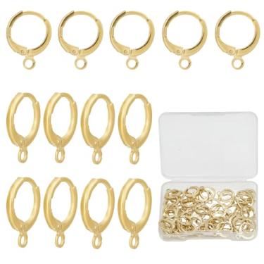 Imagem de NICENEEDED 60 peças de ganchos para brincos de argola com enchimento de ouro 14K, hipoalergênicos, resistentes a manchas, ganchos de argola com fecho de orelha, gancho pequeno banhado a ouro para