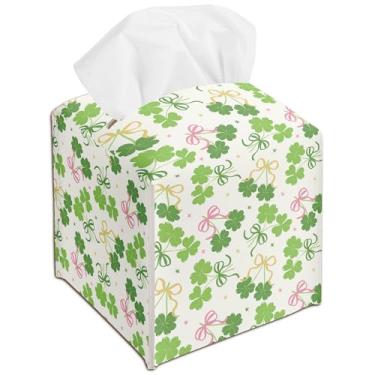 Imagem de Porta-guardanapos de Dia de São Patrício - 12,7 x 12,7 cm, capa de caixa de lenços de papel verde, decoração de mesa de dia de São Patrício para banheiro, bancada, mesa de escritório-A13