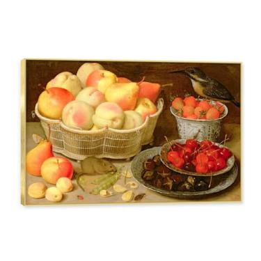 Imagem de NHLDZYH Moldura dourada. Tela de frutas botânica vintage, impressão de estilo de pintura a óleo vintage, decoração de jantar rural de fazenda, pronta para pendurar. C10. 40 x 60 cm.