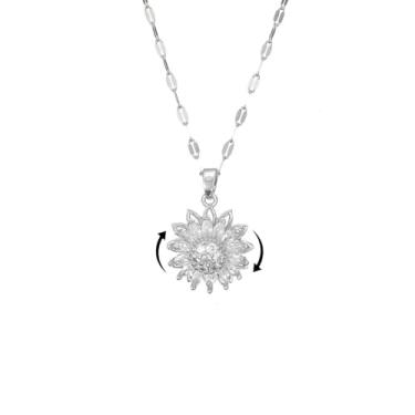 Imagem de Atiptu Colar de flores fidget para mulheres, colar de girassol giratório, colar de flor de cristal, engraçado, joia de ansiedade para o dia dos namorados, Medium, Cobre, Sem Pedra Preciosa