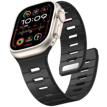 Imagem de Odbeai Pulseira esportiva magnética compatível com Apple Watch Ultra 3 2/Ultra, 49 mm, 46 mm, 45 mm, 44 mm e 42 mm, ímã forte, respirável para Apple Watch todas as séries 11, 10, 9-1 SE