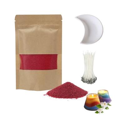 Imagem de Kit de fabricação de velas de areia de 100 ml – Cera de vela perolada sem perfume com 50 mechas e bandeja de lua, vela colorida de flor de gelo de areia para decoração de casa, presentes e artesanato