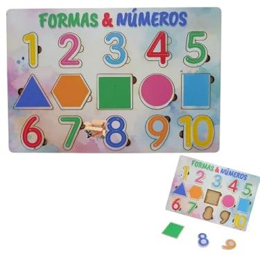 Imagem de Brinquedo Educativo Pedagógico TDAH Montessori Em Madeira Escolha o Seu: (Formas e Números)