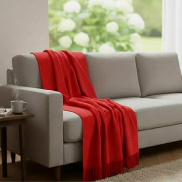 Imagem de Manta Para Sofá Decorativa Grande 210 x 120 Tipo Capa Protetora Verão Inverno 100% Algodão (Vermelho)