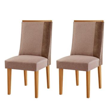 Imagem de Conjunto Com 2 Cadeiras Mdf Diane P/ Sala De Jantar Moderna Linho Capuccino / Tork / Naturale