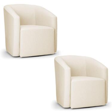 Imagem de Kit 2 Poltronas Stella Max Linho Base Giratória - D'rossi Cor A19 Bege