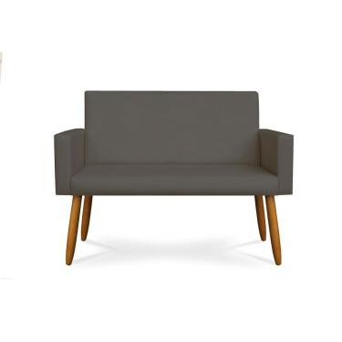 Imagem de Sofá Namoradeira Lugares Luxo Tecido Balaqui Decor Courino Cinza