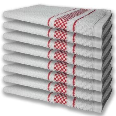 Imagem de 8 Panos De Prato Atoalhado Felpudo 370g/m² Premium Vermelho