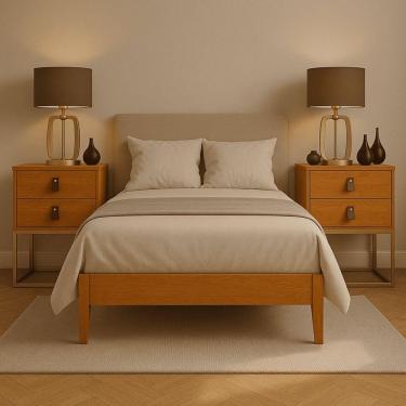 Imagem de Kit 2 Mesas De Cabeceira Unic 45 Base Metalica Dourada Para Quarto