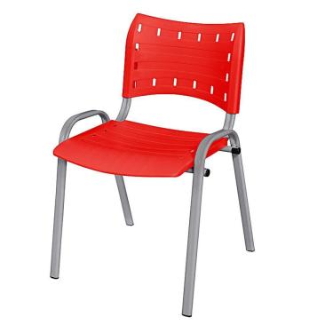 Imagem de Cadeira Iso Base Cinza, Igreja, Escola, Escritório - Vermelho Kit 1 Peça